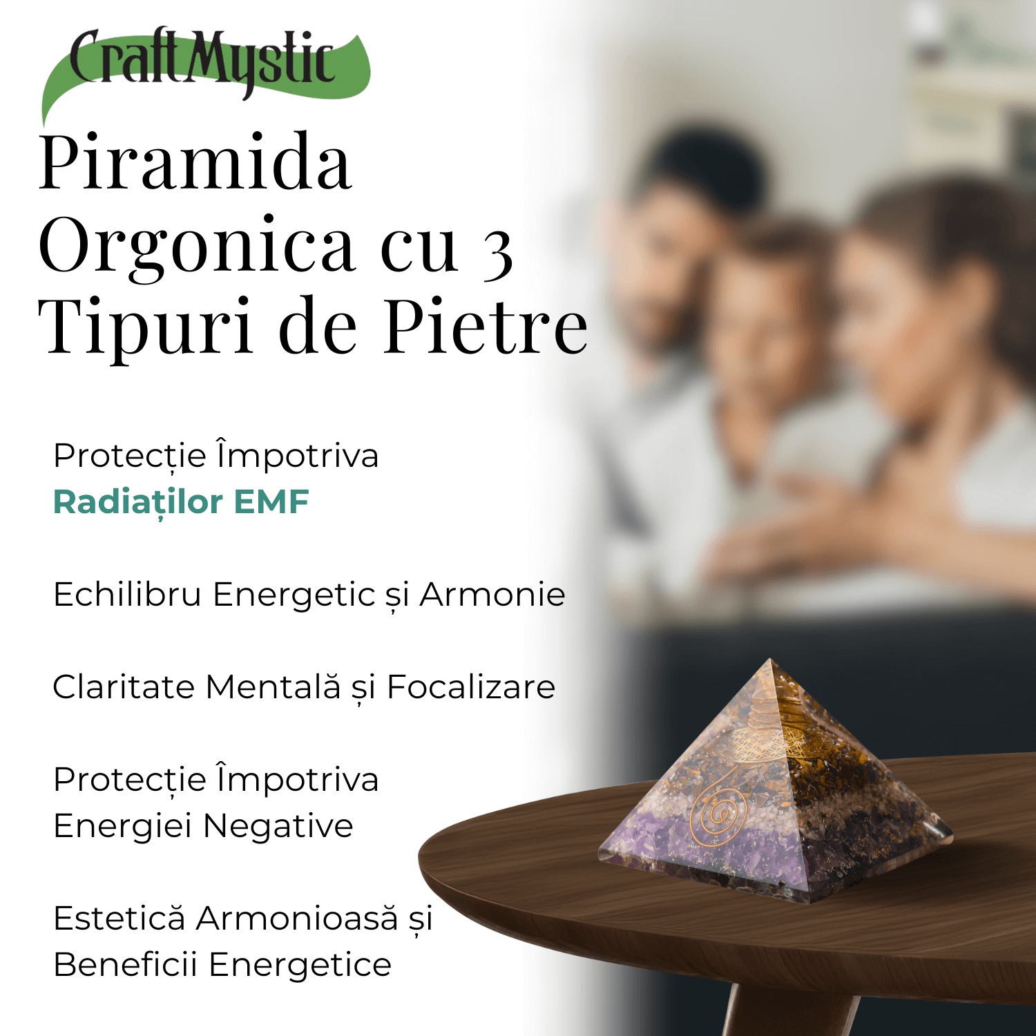 Piramida Orgonica pentru Protectie Energetica, Vindecare si Meditatie - Dimensiune 70-75 mm