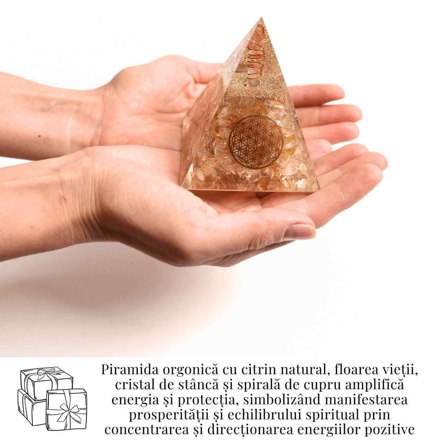Piramida Orgonica cu Citrin Natural 80-90 mm