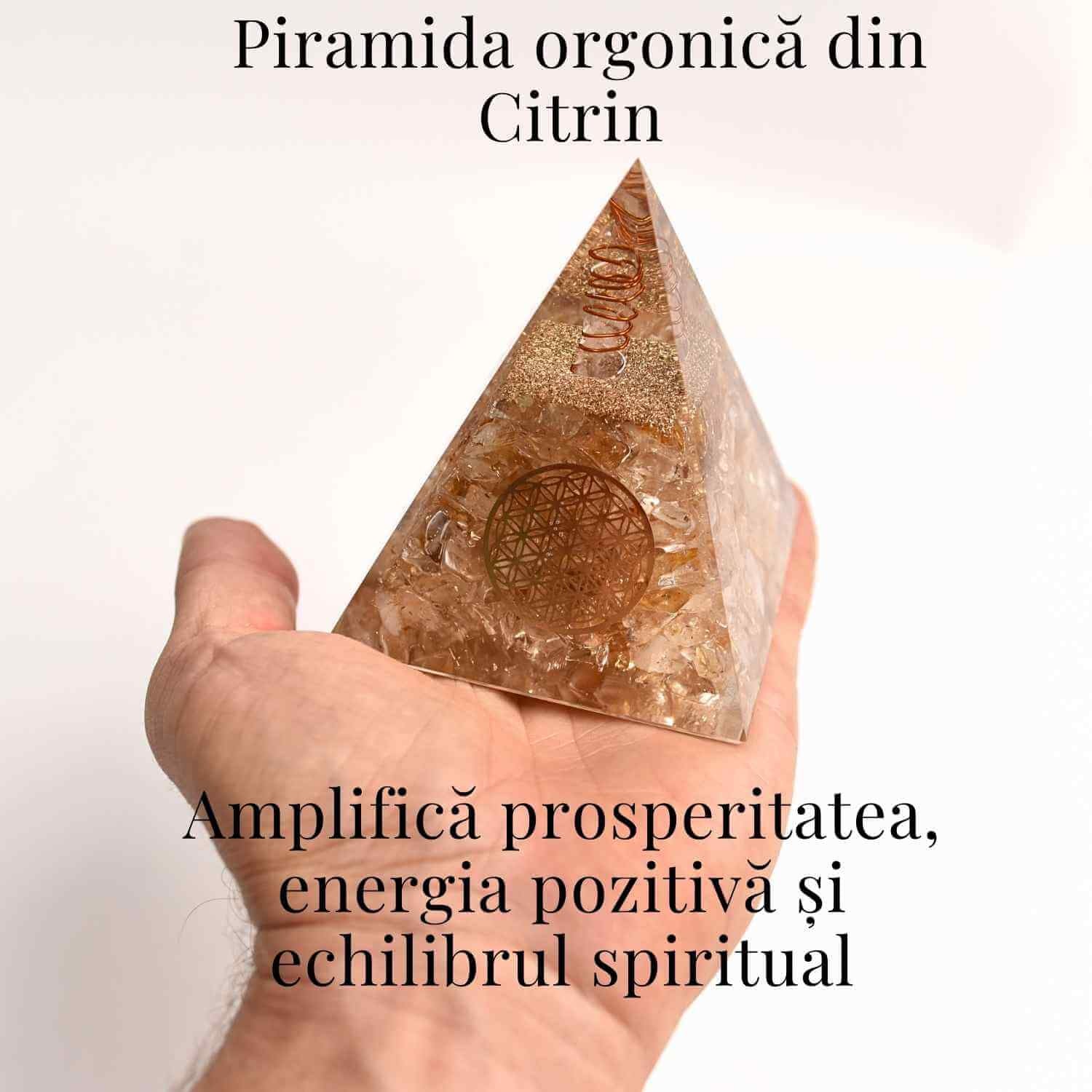 Piramida Orgonica cu Citrin Natural 80-90 mm