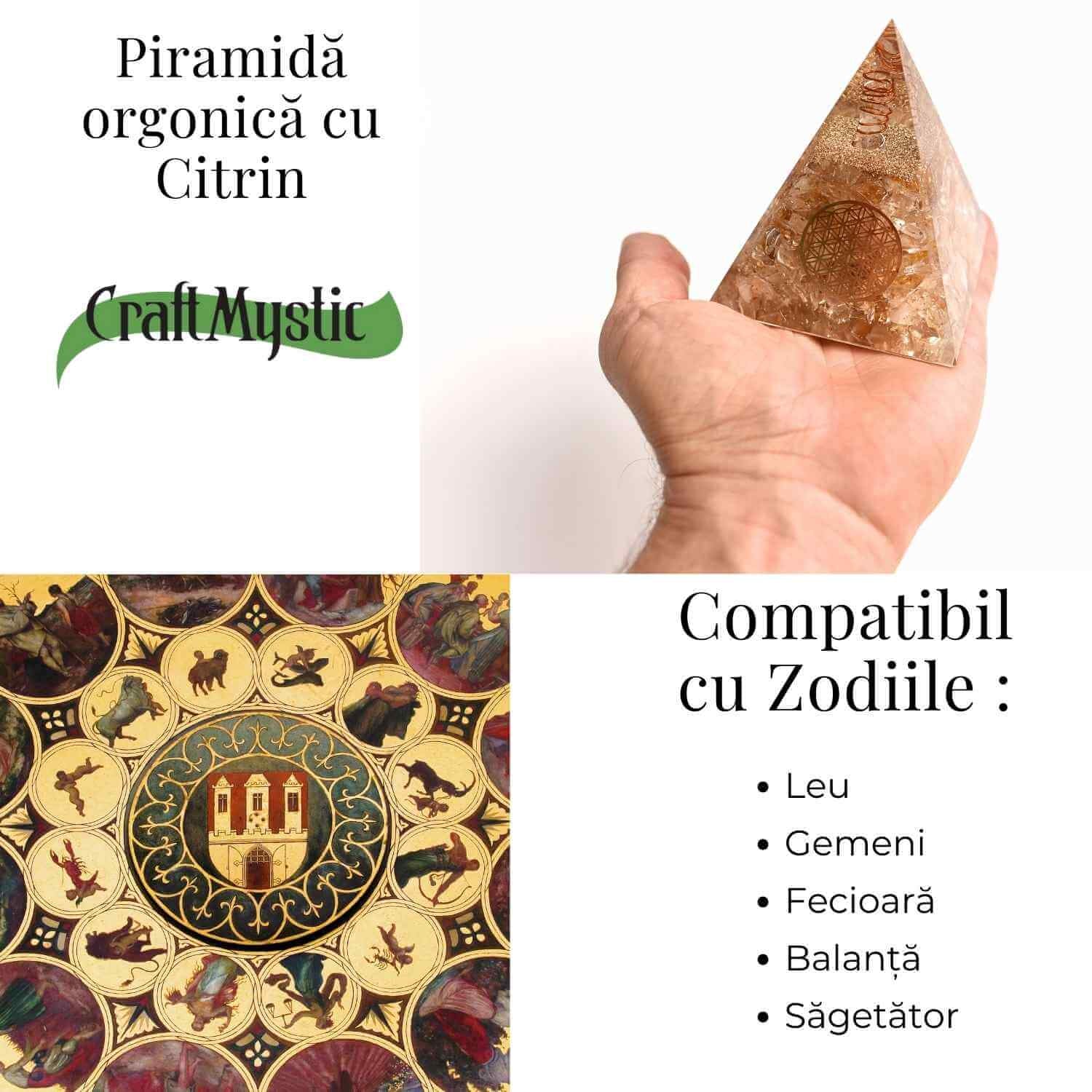 Piramida Orgonica cu Citrin Natural 80-90 mm