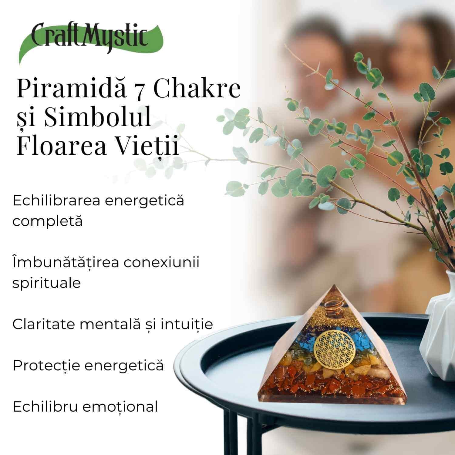 Piramida Orgonica 7 Chakre cu Floarea Vietii - Energie si Armonie
