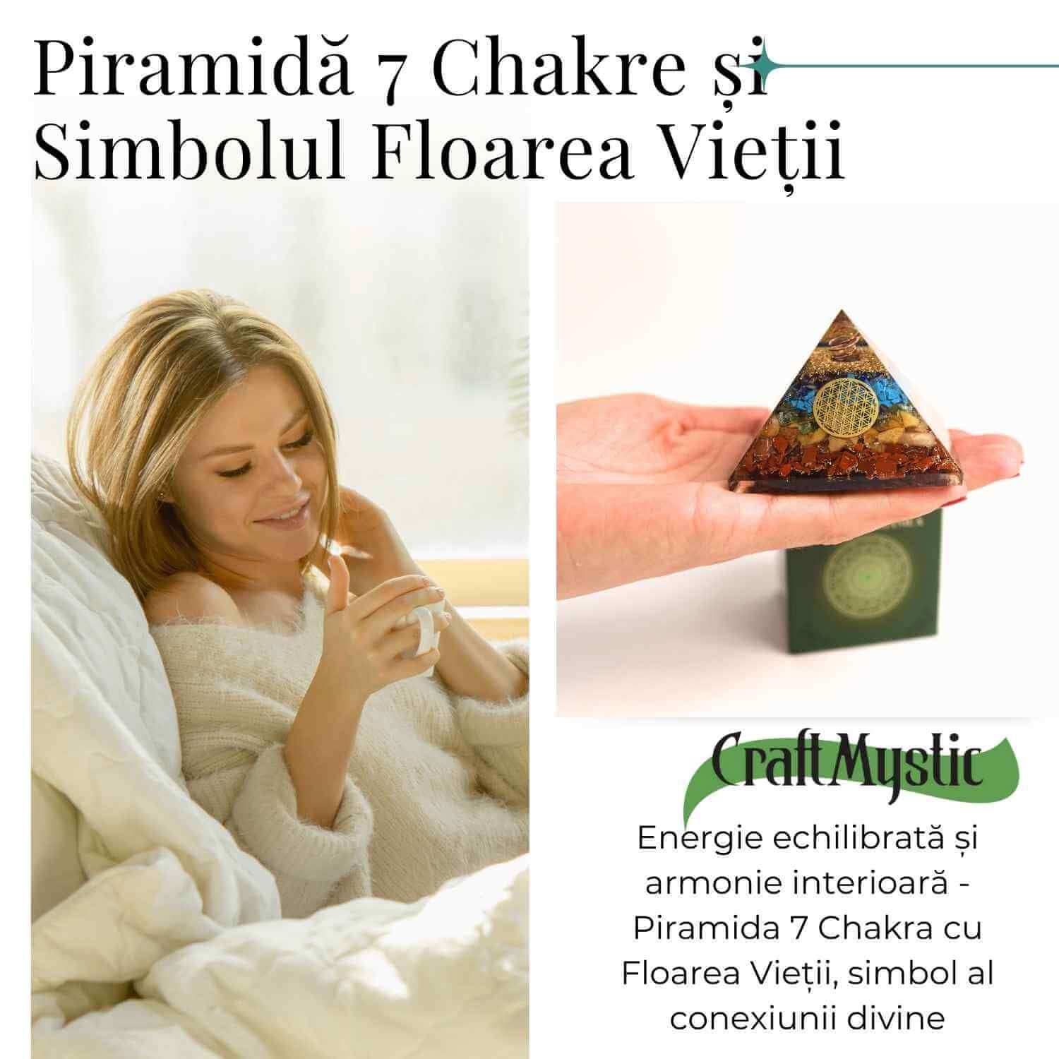 Piramida Orgonica 7 Chakre cu Floarea Vietii - Energie si Armonie
