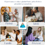 Piramida Orgonica cu cristal Acvamarin si simbolul floarea vietii 8 cm – pentru energie pozitiva, curaj, eliminarea fricii si a stresului