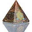 Piramida Orgonica cu cristale Labradorit si simbolul floarea vietii 8 cm – pentru dezvoltare spirituala si emotionala