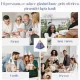 Piramida Orgonica cu cristale Lapis Lazuli si simbolul floarea vietii 8 cm – pentru intelepciune, armonie, onestitate si constientizare de sine