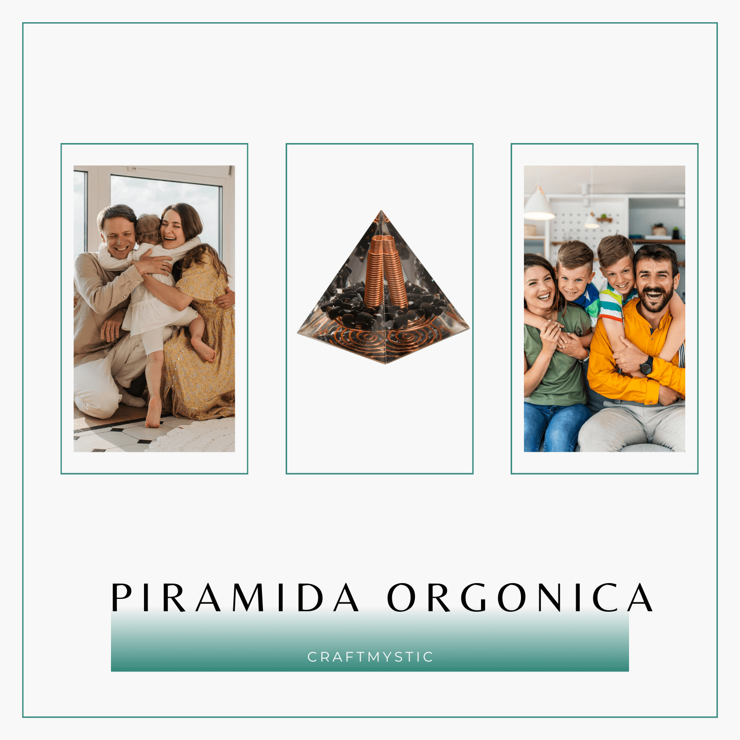 Piramida Orgonica Obsidian cu Varf de Cuart de Stanca si Spirala de Cupru - Protectie