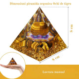 Piramida Orgonica 8 cm cu Sfera si cristale Ochi de Tigru: Atrage Abundenta si Energie Pozitiva in Viata Ta
