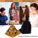 Piramida Orgonica 8 cm cu Sfera si cristale Ochi de Tigru: Atrage Abundenta si Energie Pozitiva in Viata Ta