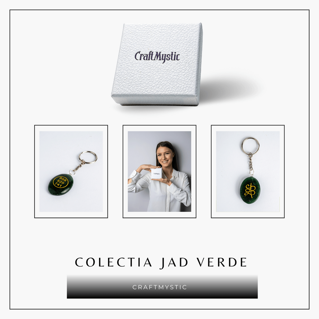 Breloc cu simbol Zibu si jad verde – Protectie si iubire universala la purtator