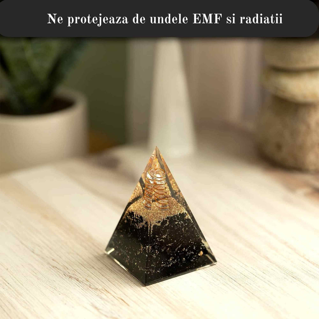 Piramida Orgonica 10 cm cu Turmalina Neagra