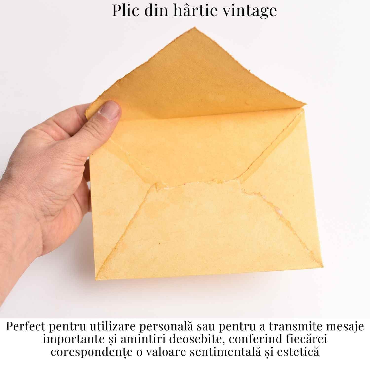 Plic din hartie vintage de bumbac 13x18 cm – Eleganta si rafinament