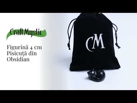 Figurina Pisicuta Adormita 4 cm din Obsidian Natural