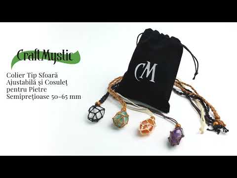 Colier Reglabil Bej Model Macrame din bumbac - Pentru Piatra ta Favorita