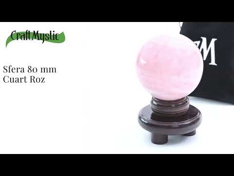 Sfera 80 mm din Cuart Roz Natural cu Suport