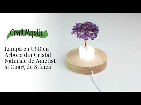 Mini Lampa de Noapte cu Arbore din Ametist Natural