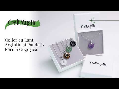 Colier Argintiu cu Aventurin Verde Forma Pi - Echilibru și Prosperitate, Lungime Totala 50 cm, Diametru Pandantiv 20 mm
