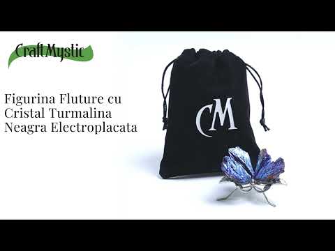 Figurina Fluture din Turmalina Neagra Electroplacata