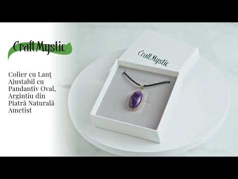 Colier ajustabil cu pandantiv oval din Ametist Natural – Claritate Mentala si Echilibru Spiritual