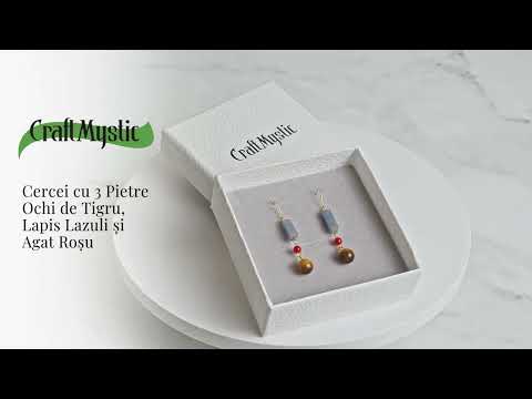 Cercei cu Lapis Lazuli, Agat Rosu si Ochi de Tigru