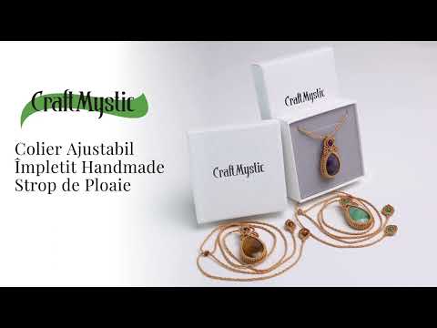 Colier Ajustabil Handmade cu Ochi de Tigru "Strop de Ploaie" – Maro, Lungime Maxima 45 cm