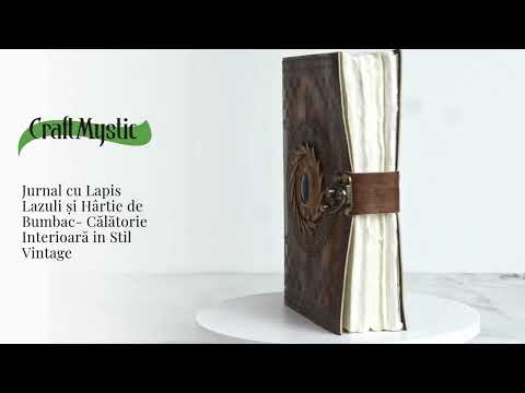 Jurnal din piele naturala cu Lapis Lazuli si hartie de bumbac – Calatorie interioara in stil vintage
