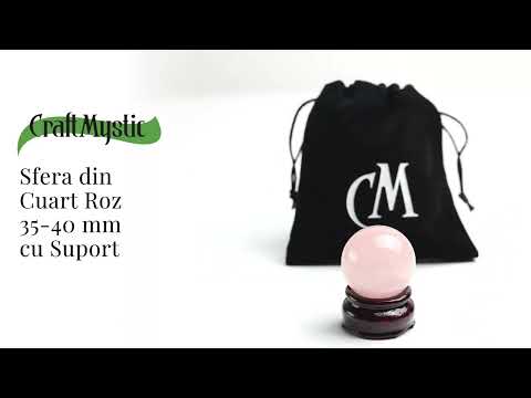 Sfera din Cuart Roz 35-40 mm cu Suport Inclus