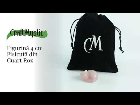 Figurina Pisicuta Adormita 4 cm din Cuart Roz - Iubire si Liniste