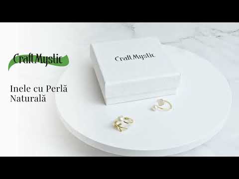 Inel cu perla naturala si frunza aurie – Eleganta care infloreste