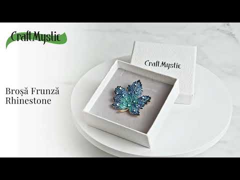Brosa design frunza de artar cu pietre Rhinestone – Eleganta si rafinament