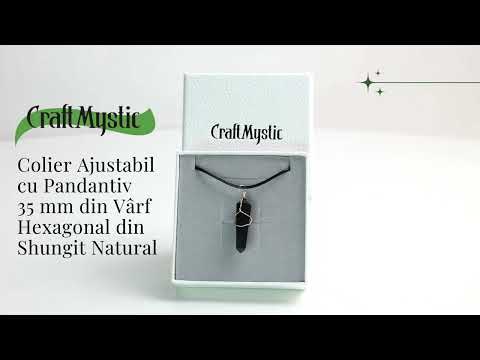 Colier Ajustabil cu Pandantiv Hexagonal din Shungit Natural, 35mm