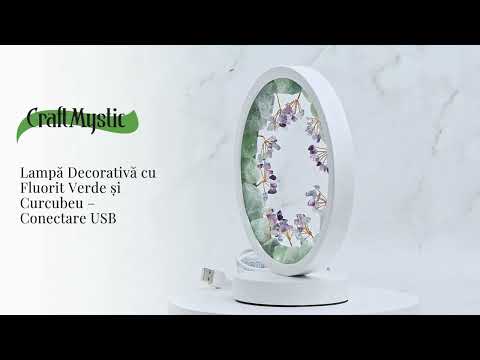 Lampa decorativa cu fluorit verde si curcubeu – Conectare USB – Claritate mentala si armonie interioara