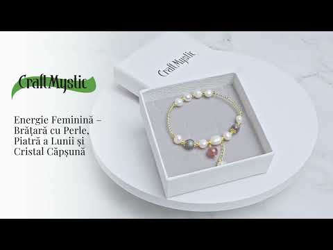 Energie Feminina– Bratara cu Perle, Piatra lunii si Cristal Capsuna