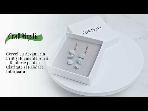 Fluviu de Calm – Cercei cu Acvamarin Brut si Elemente Aurii
