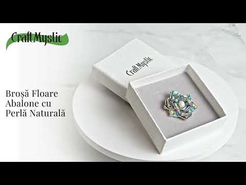 Brosa Floare Abalone cu Perla Naturala - Eleganta si Armonie