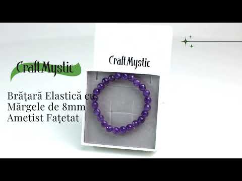 Bratara Eleganta Elastica cu Margele de 8mm Ametist Fatetat