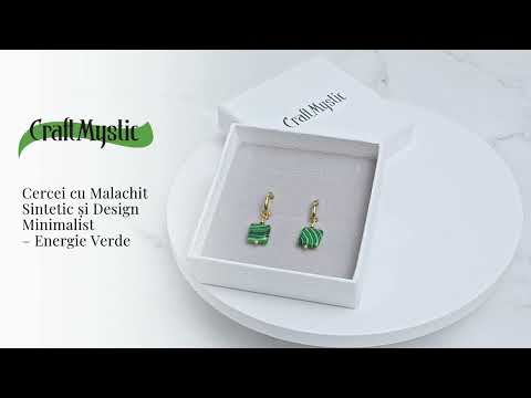 Energie Verde – Cercei cu Malachit Sintetic si Design Minimalist