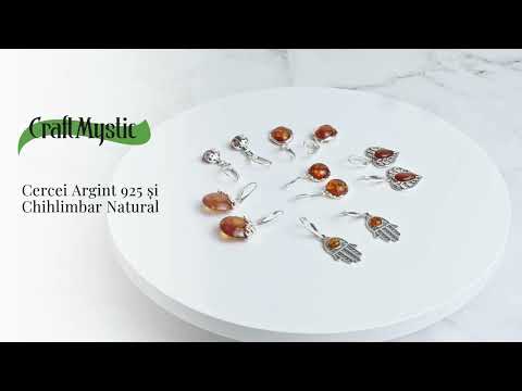 Piatra soarelui la urechea ta – Bijuterie Cercei cu vibe cald si elegant din chihlimbar si argint 925