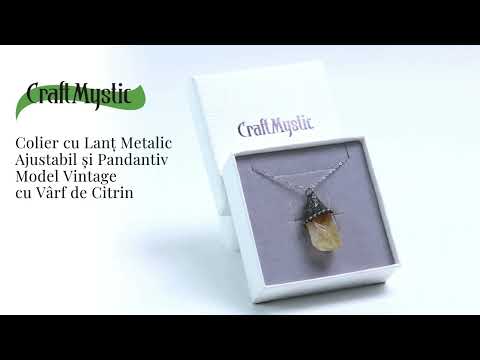 Colier ajustabil vintage cu pandantiv varf de citrin