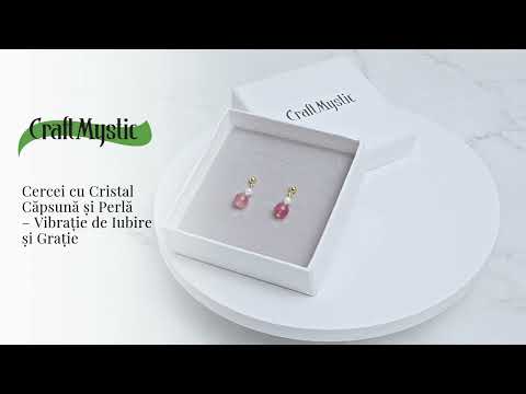 Vibratie de Iubire si Gratie – Cercei cu Perla si Cristal Capsuna