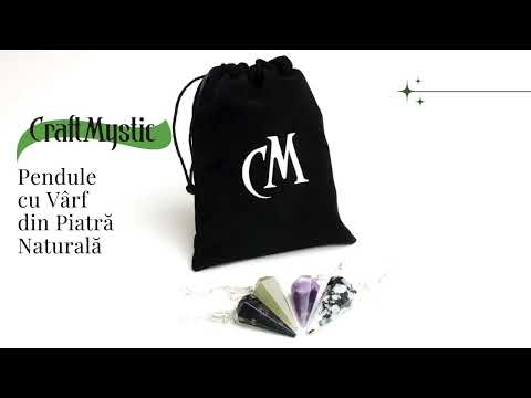 Pendul de Radiestezie cu Varf de Turmalina Neagra Naturala 45 mm