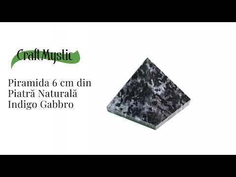 Piramida Sculptata Manual 60mm din Piatra Merlinit Mistic sau Indigo Gabbro Natural