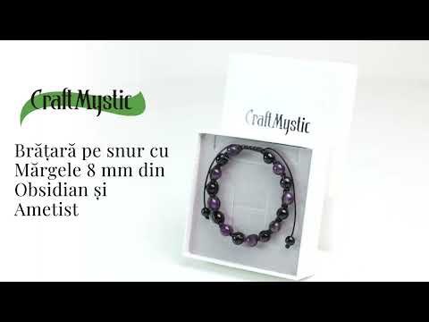 Bratara Reglabila cu Obsidian si Ametist 8mm