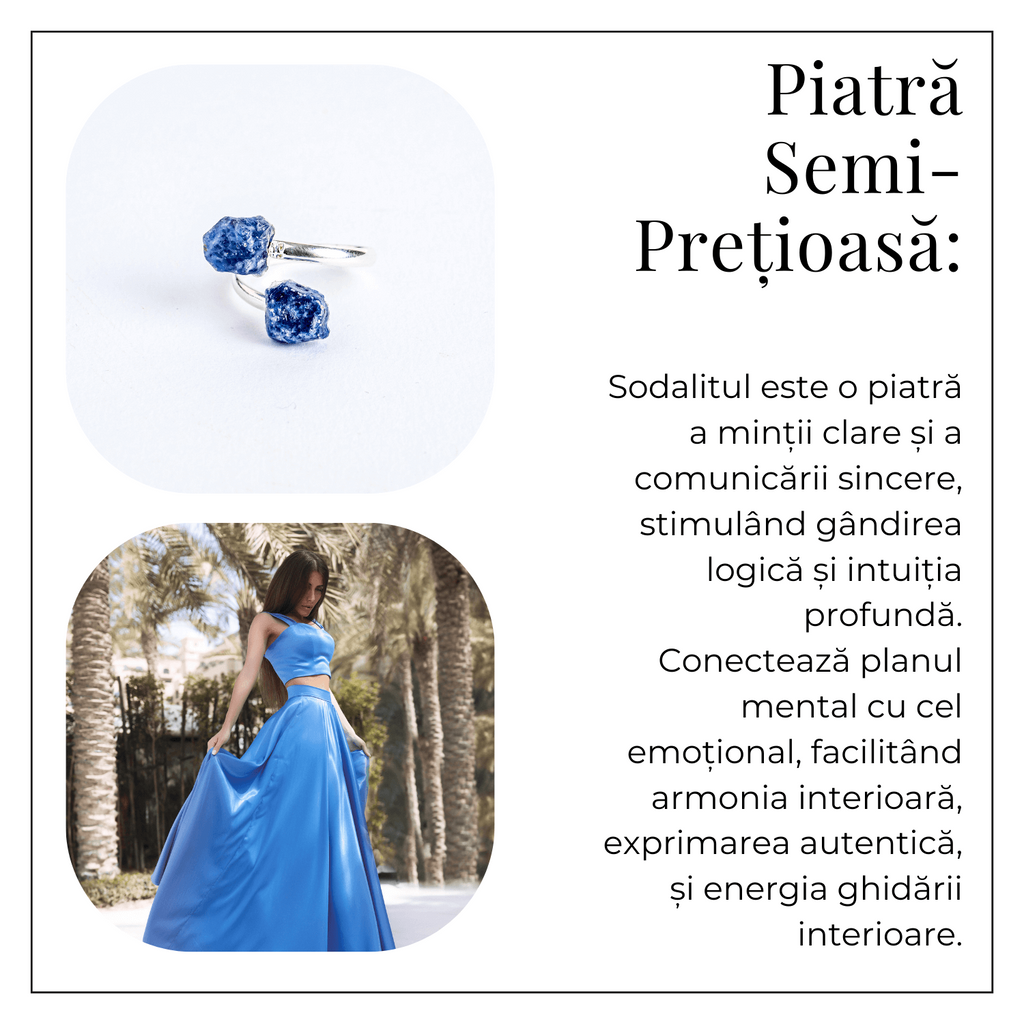 Ghidare si inspiratie – Inel cu dubla piatra sodalit in forma bruta