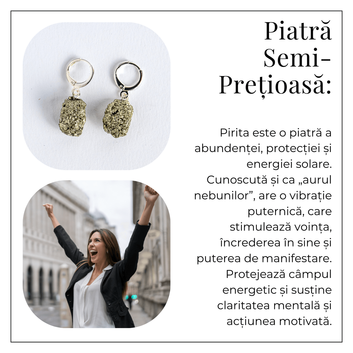 Talisman pentru succes si scut energetic – Cercei argintii cu Pirita