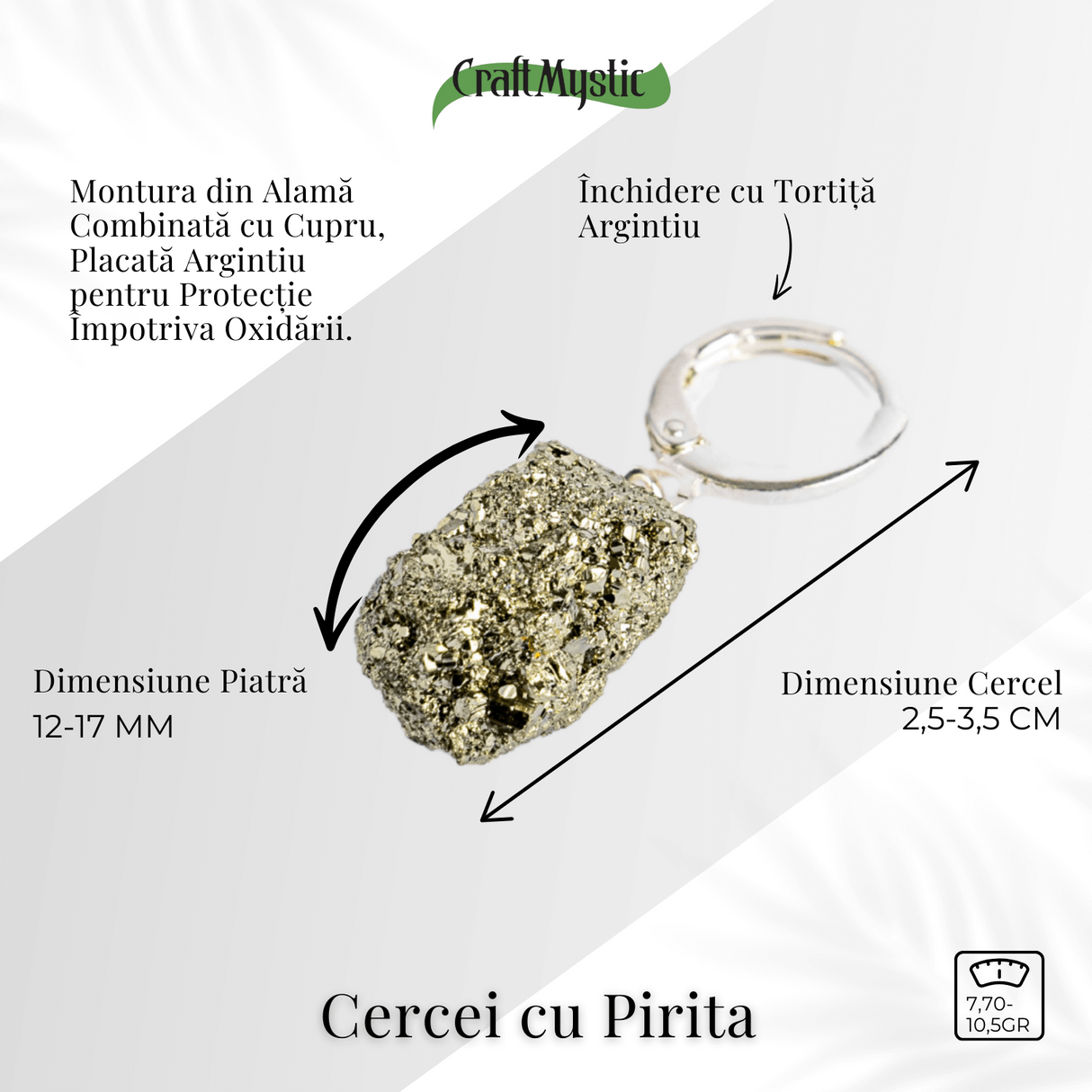 Talisman pentru succes si scut energetic – Cercei argintii cu Pirita