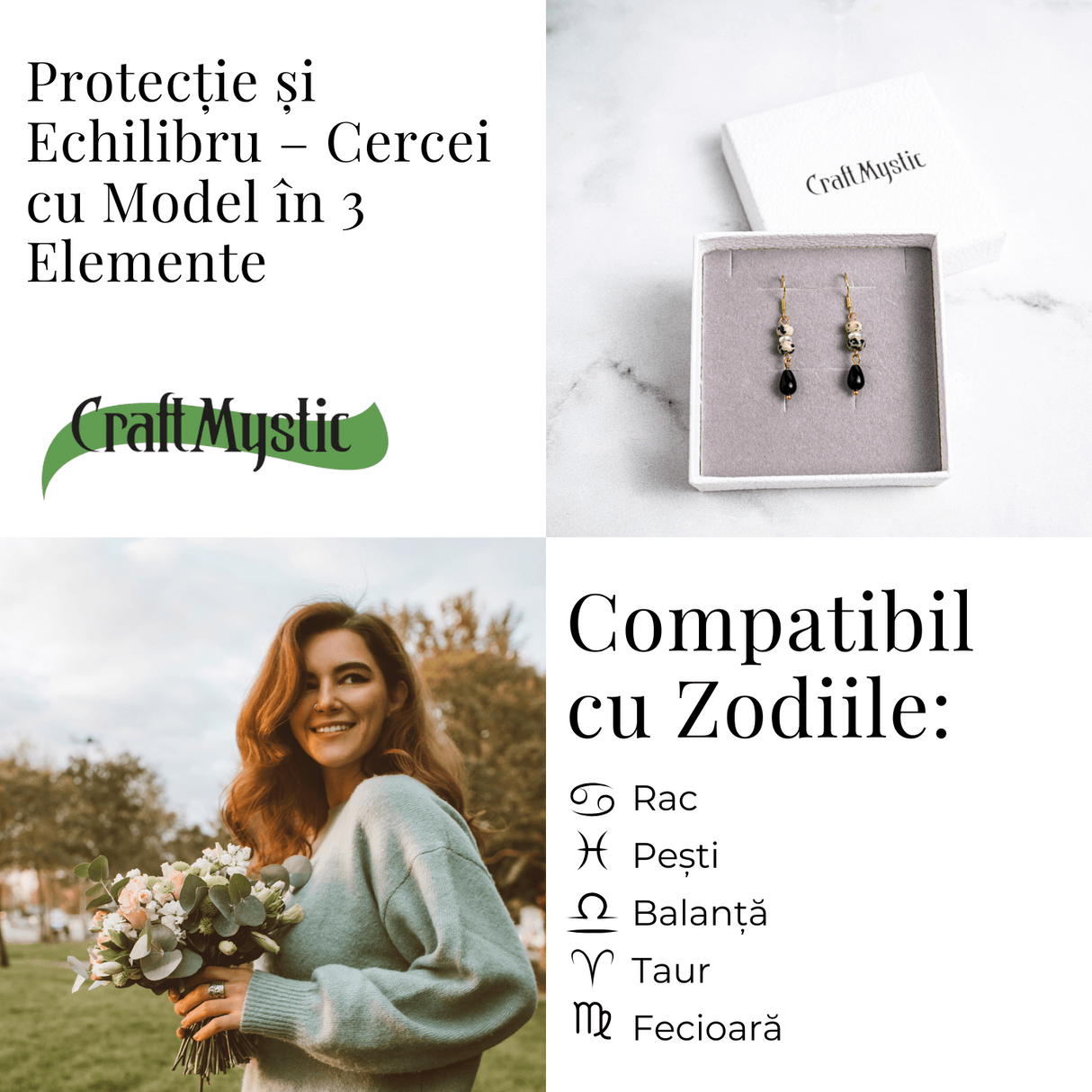 Cercei cu Energie de Echilibru si Protectie – Model in 3 Elemente