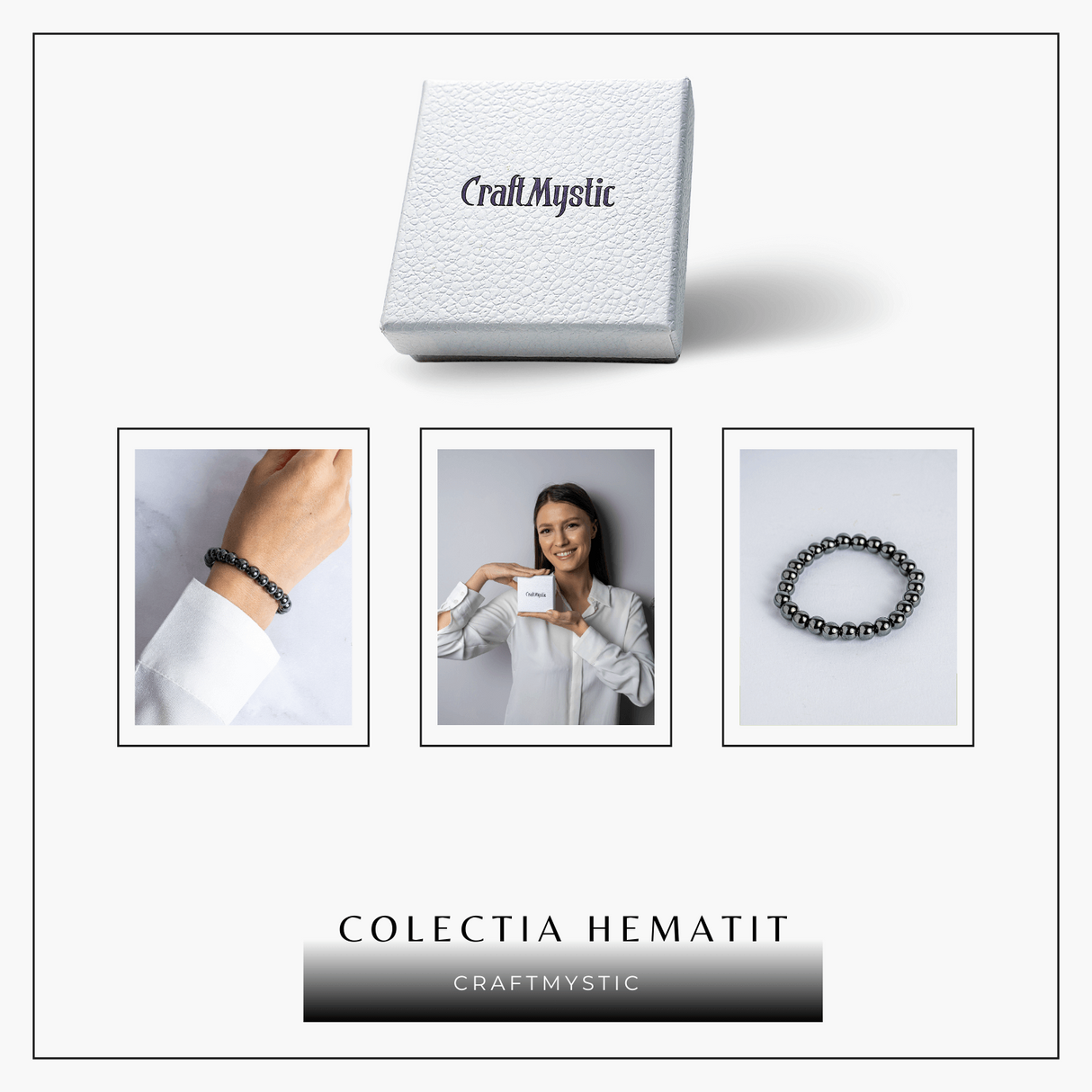 Bratara cu Hematit 8 mm Impamantare si Focus – Unisex, minimalista, puternica