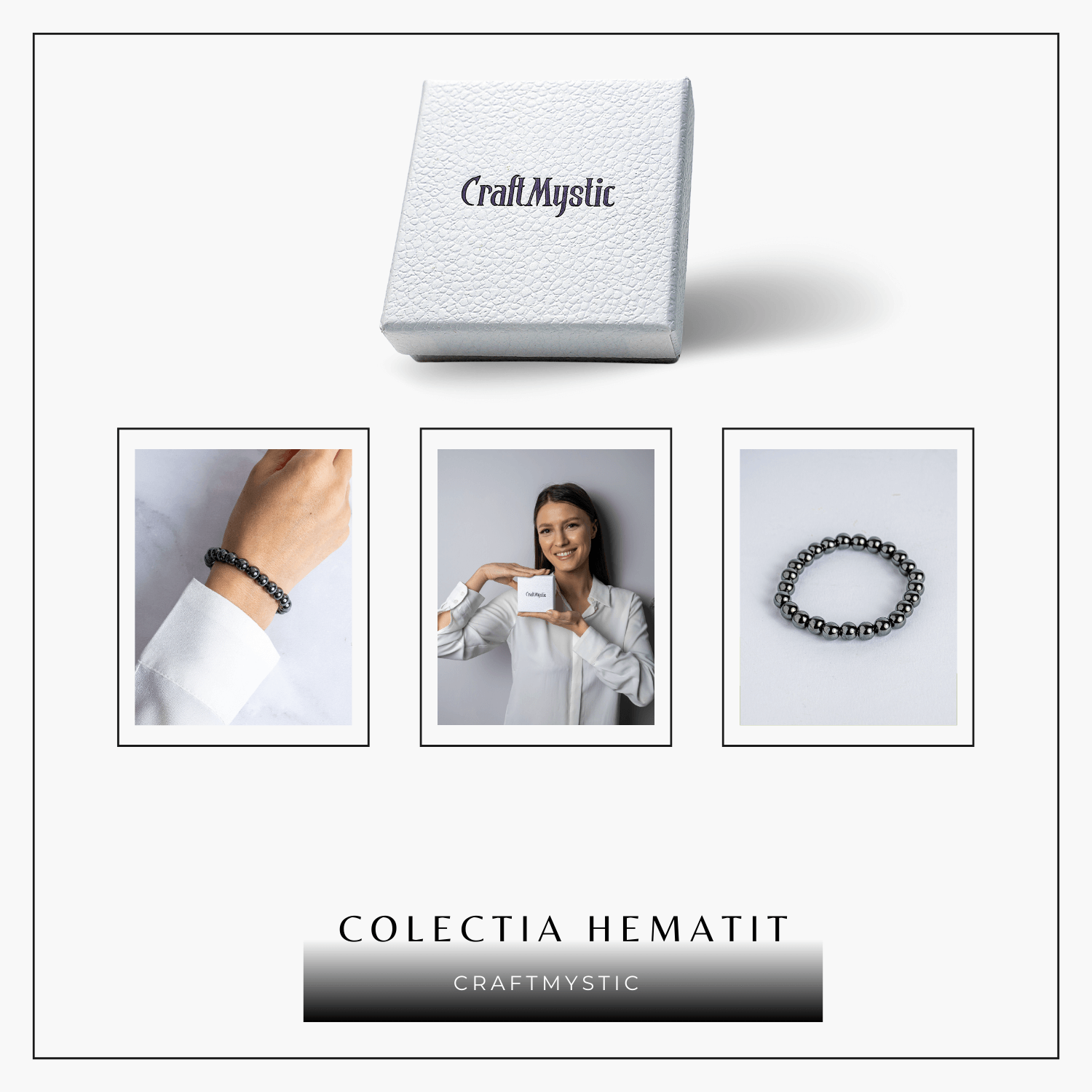 Bratara cu Hematit 8 mm Impamantare si Focus – Unisex, minimalista, puternica