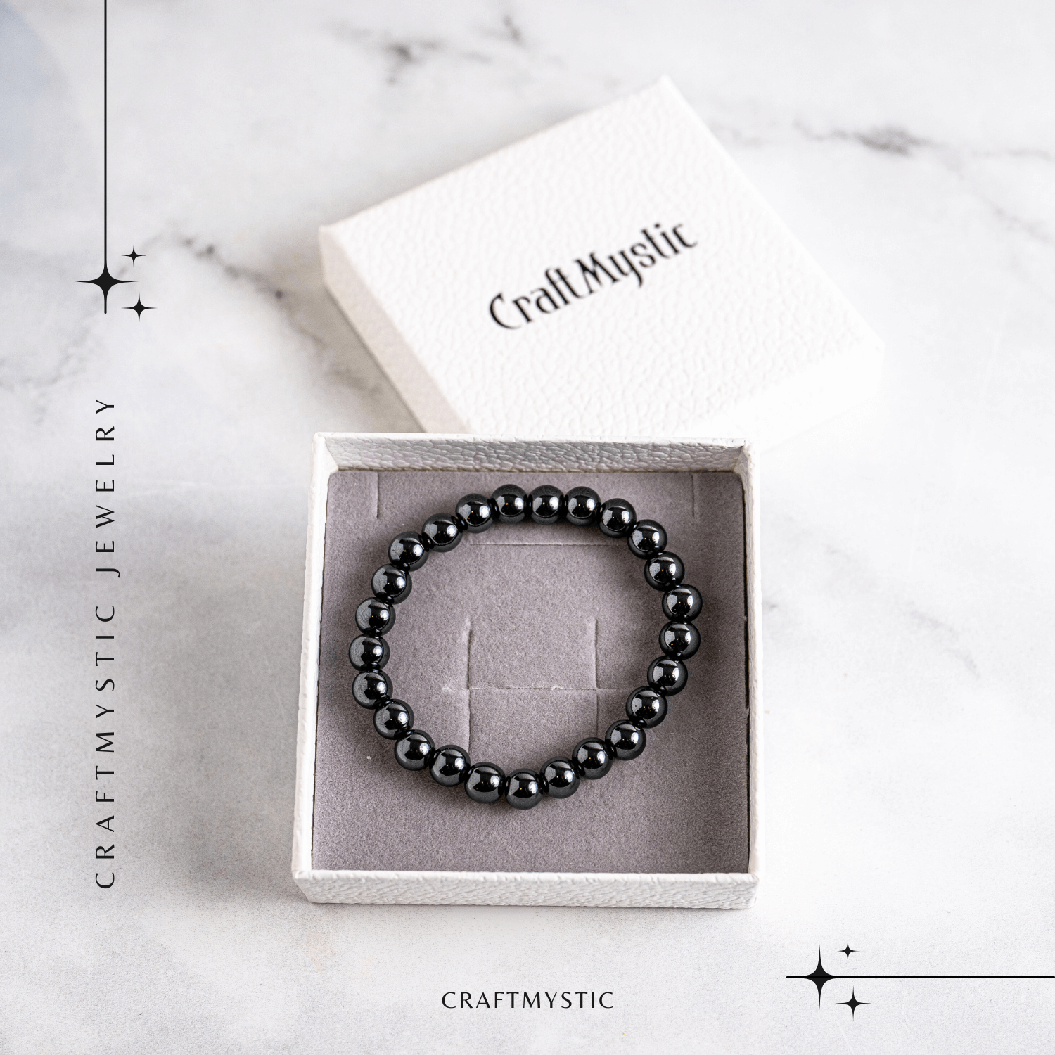 Bratara cu Hematit 8 mm Impamantare si Focus – Unisex, minimalista, puternica