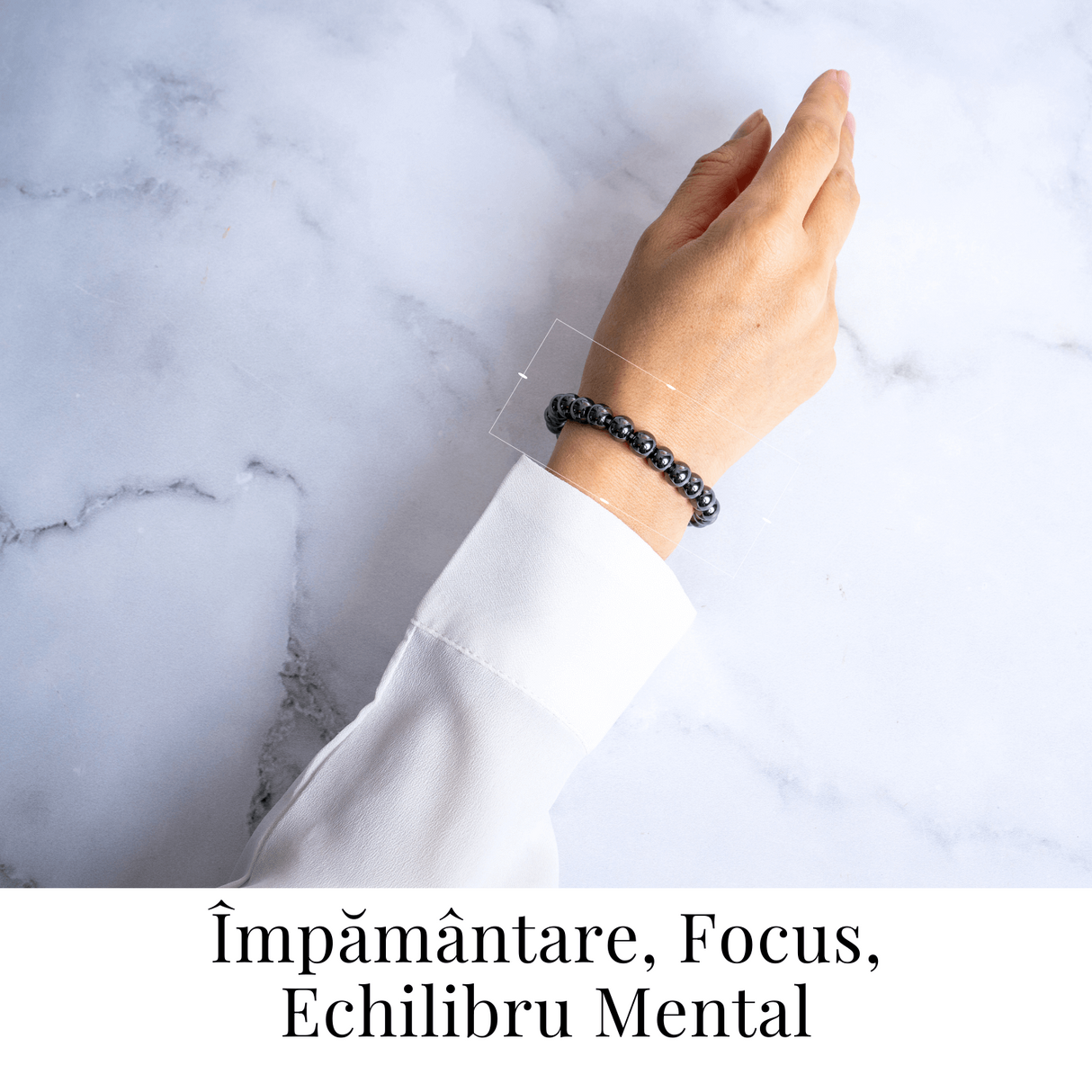 Bratara cu Hematit 8 mm Impamantare si Focus – Unisex, minimalista, puternica